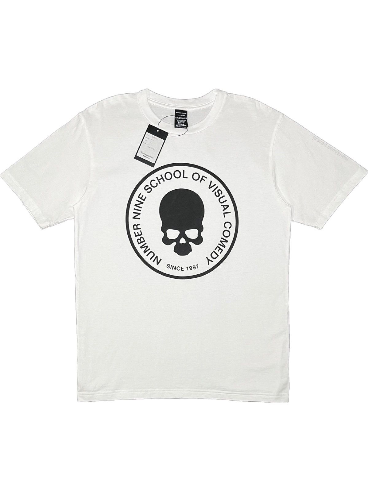 image of Number N Ine Number (N)Ine School Of Visual Comedy Skull Skeleton Tshirt in White, Men's (Size 2XL)