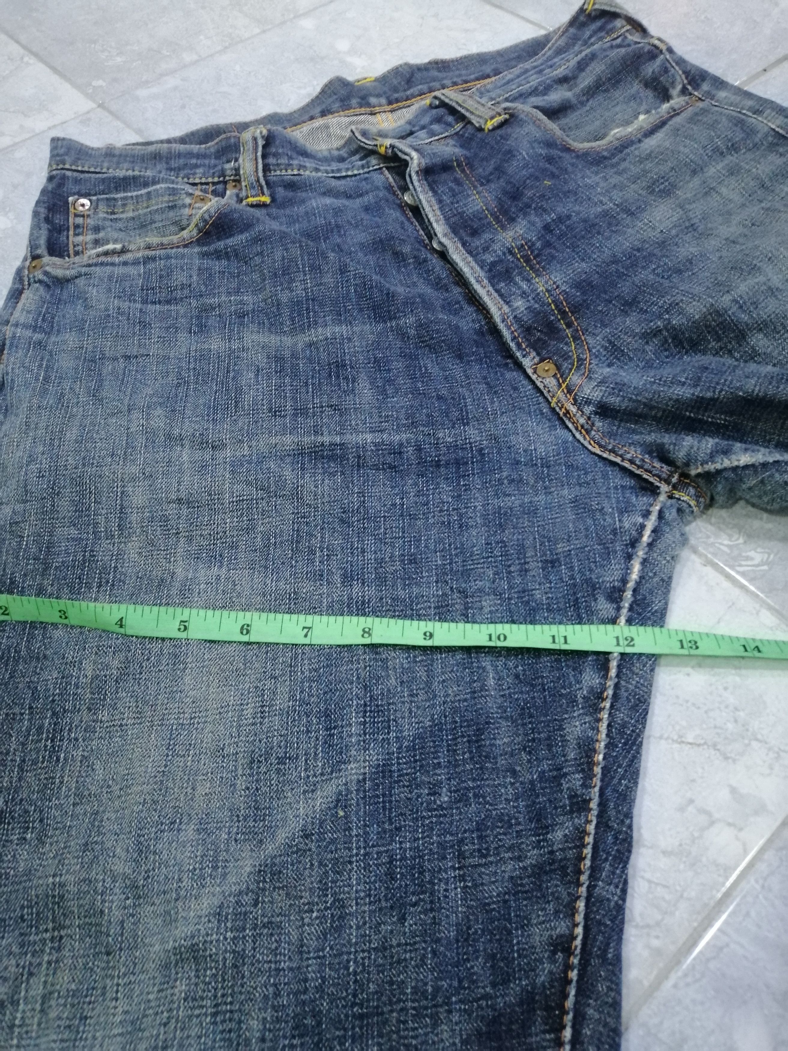 Evisu × Japanese Brand Selvedge Evisu Button Fly Single Pocket Straight Fit Size US 33 - 15 Thumbnail