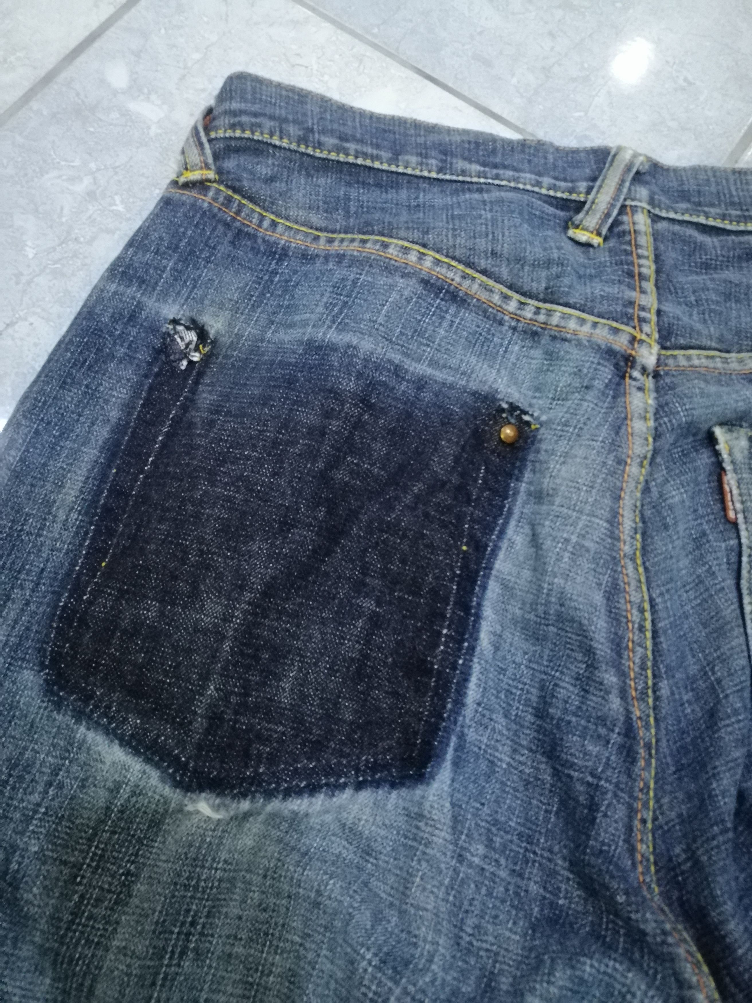 Evisu × Japanese Brand Selvedge Evisu Button Fly Single Pocket Straight Fit Size US 33 - 5 Thumbnail