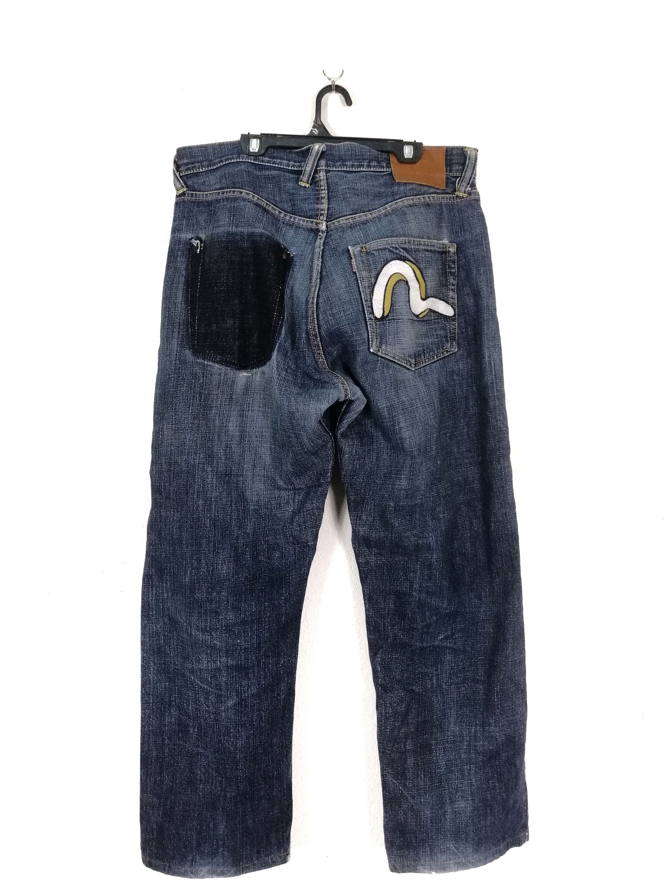 Evisu × Japanese Brand Selvedge Evisu Button Fly Single Pocket Straight Fit Size US 33 - 2 Thumbnail