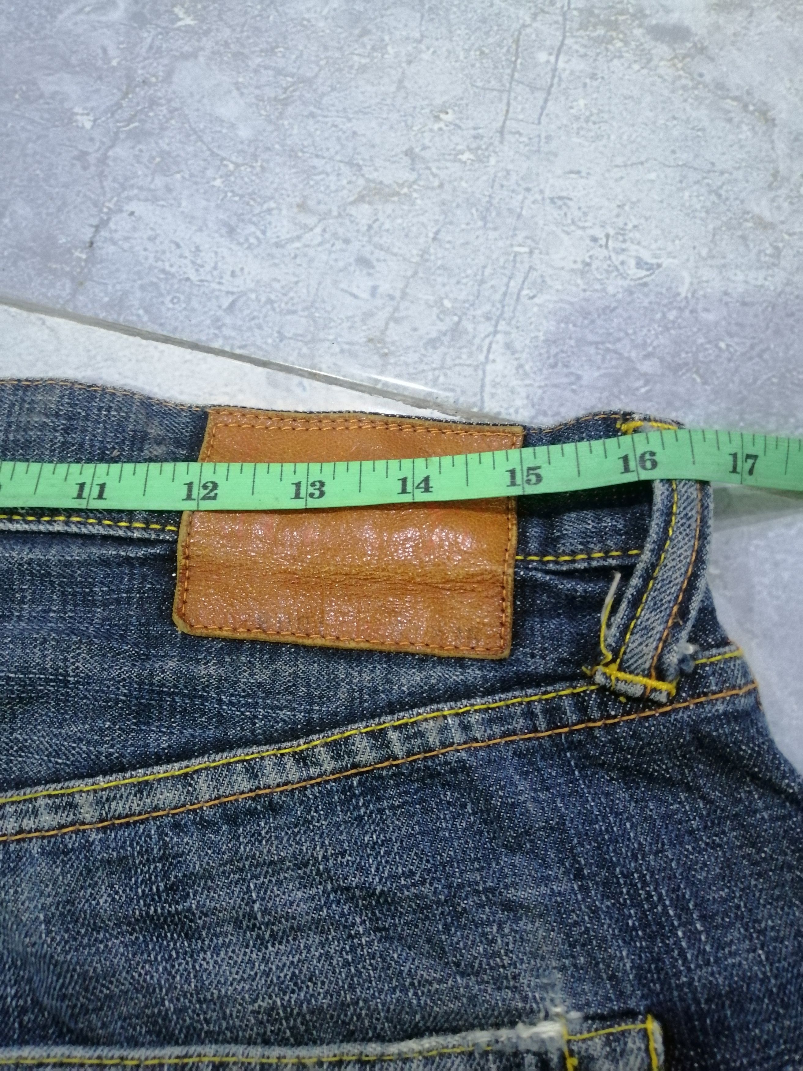 Evisu × Japanese Brand Selvedge Evisu Button Fly Single Pocket Straight Fit Size US 33 - 10 Thumbnail