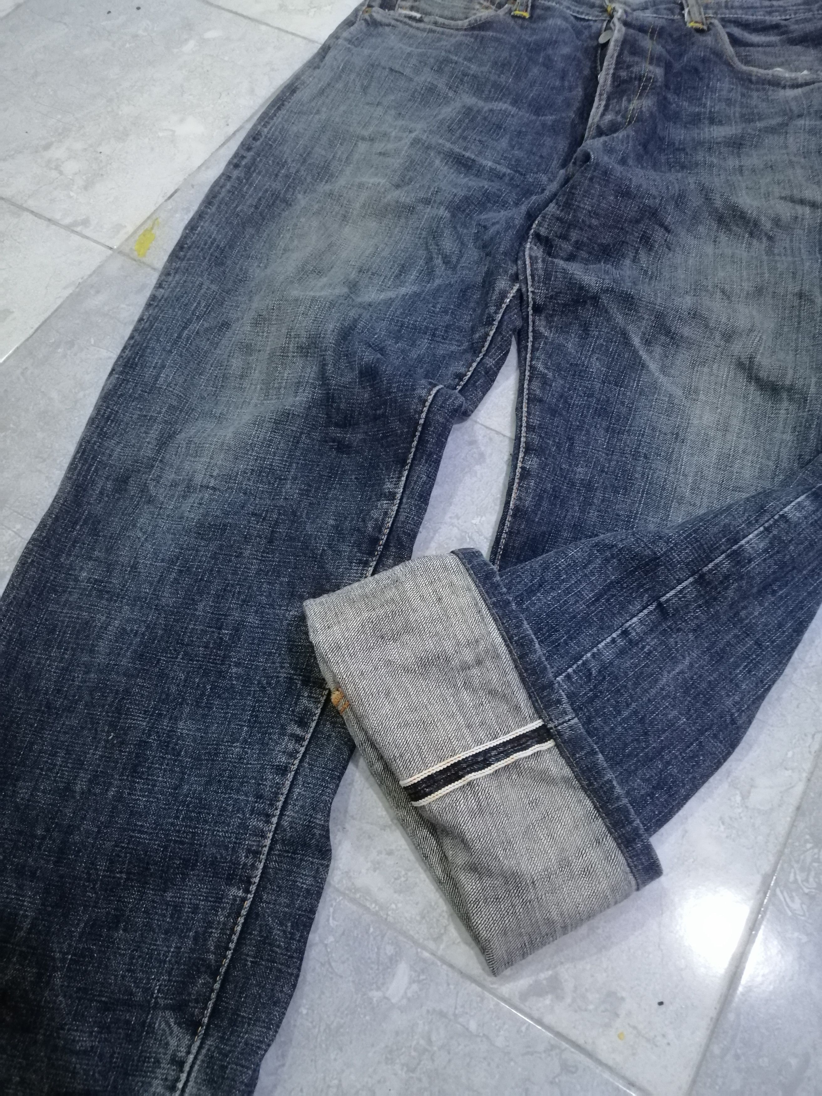 Evisu × Japanese Brand Selvedge Evisu Button Fly Single Pocket Straight Fit Size US 33 - 4 Thumbnail