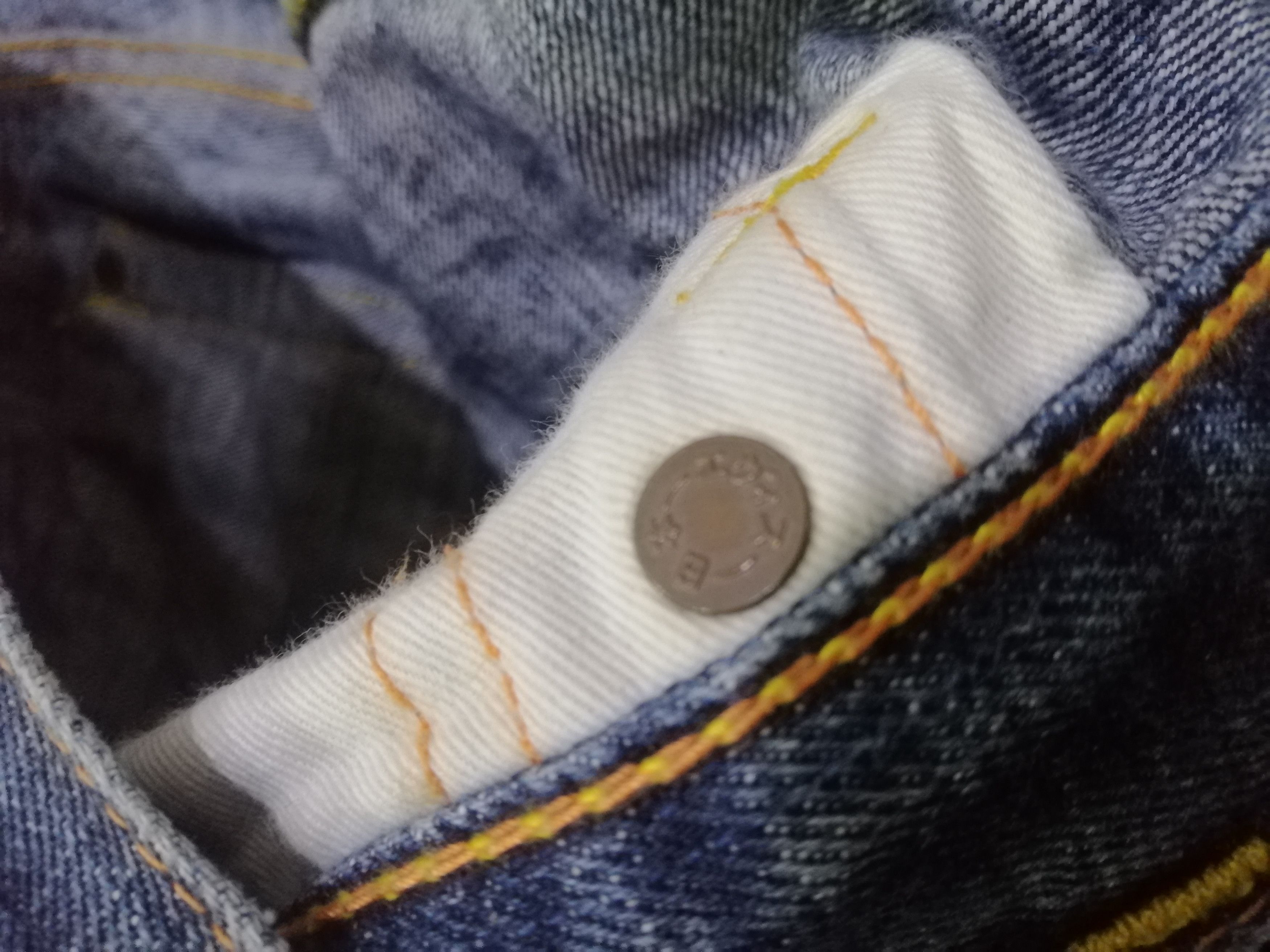 Evisu × Japanese Brand Selvedge Evisu Button Fly Single Pocket Straight Fit Size US 33 - 7 Thumbnail