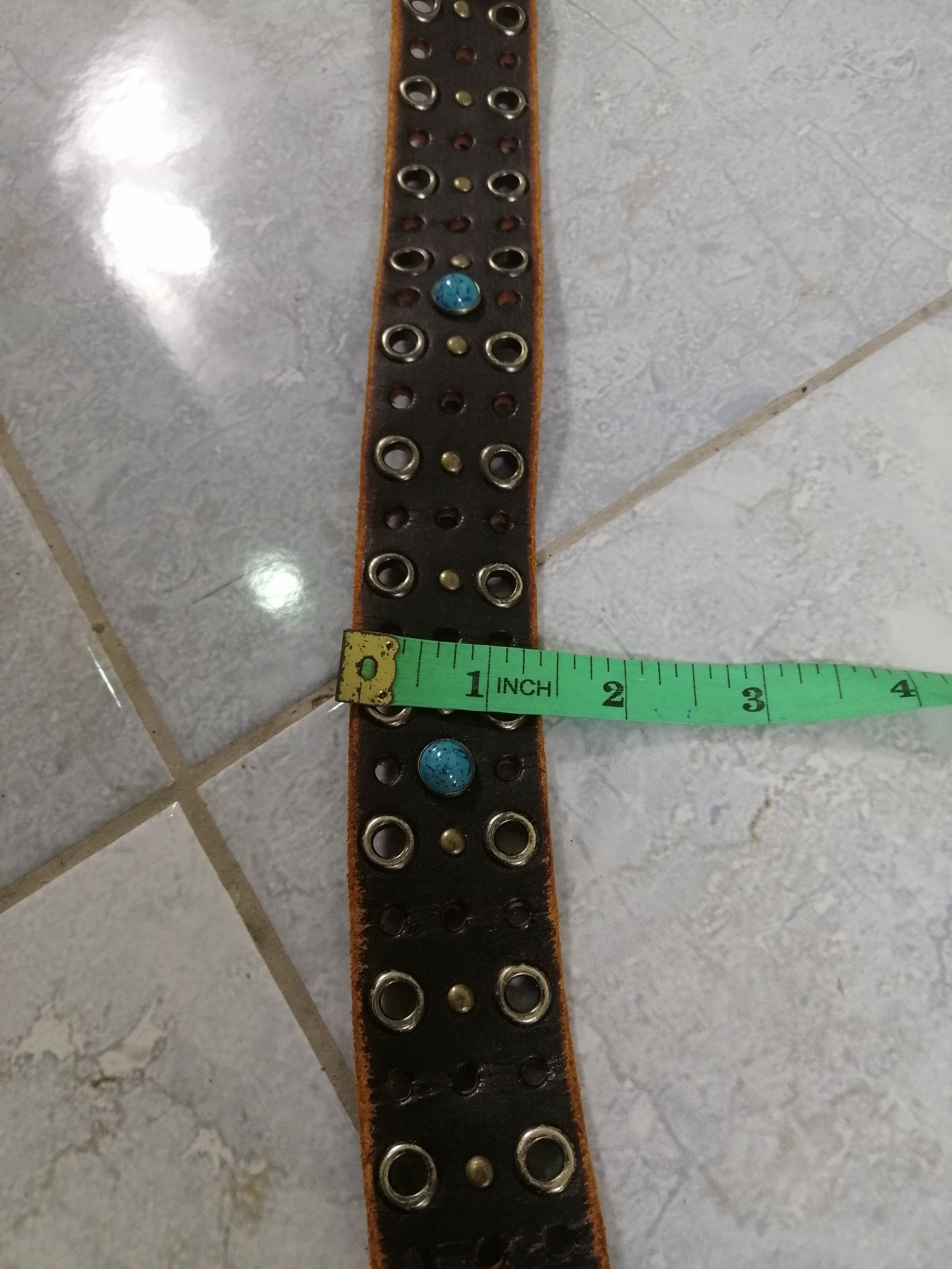 Japanese Brand × Other Big Buckle Leather Belt Full Ring Gems Size ONE SIZE - 5 Thumbnail