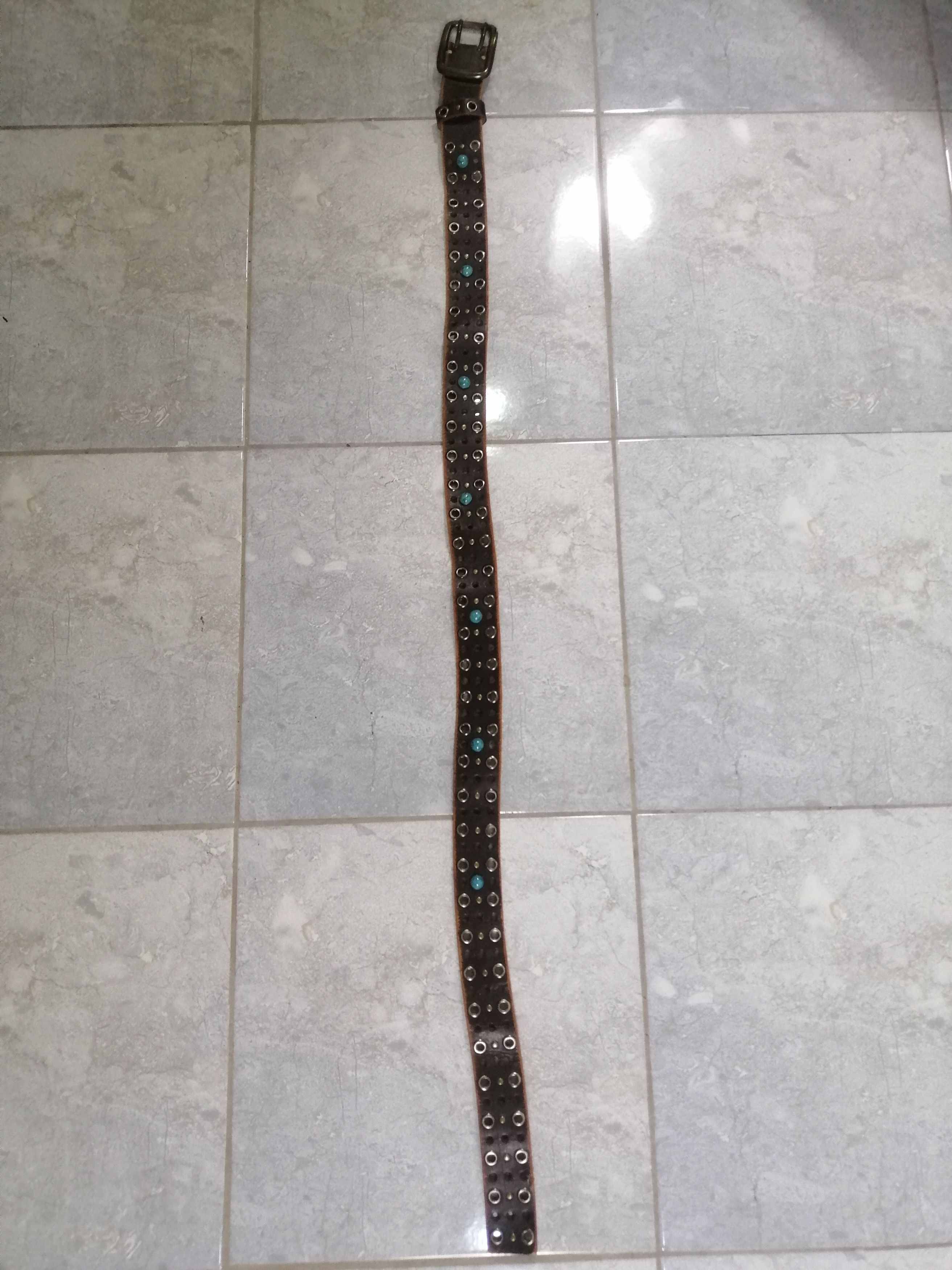 Japanese Brand × Other Big Buckle Leather Belt Full Ring Gems Size ONE SIZE - 3 Thumbnail
