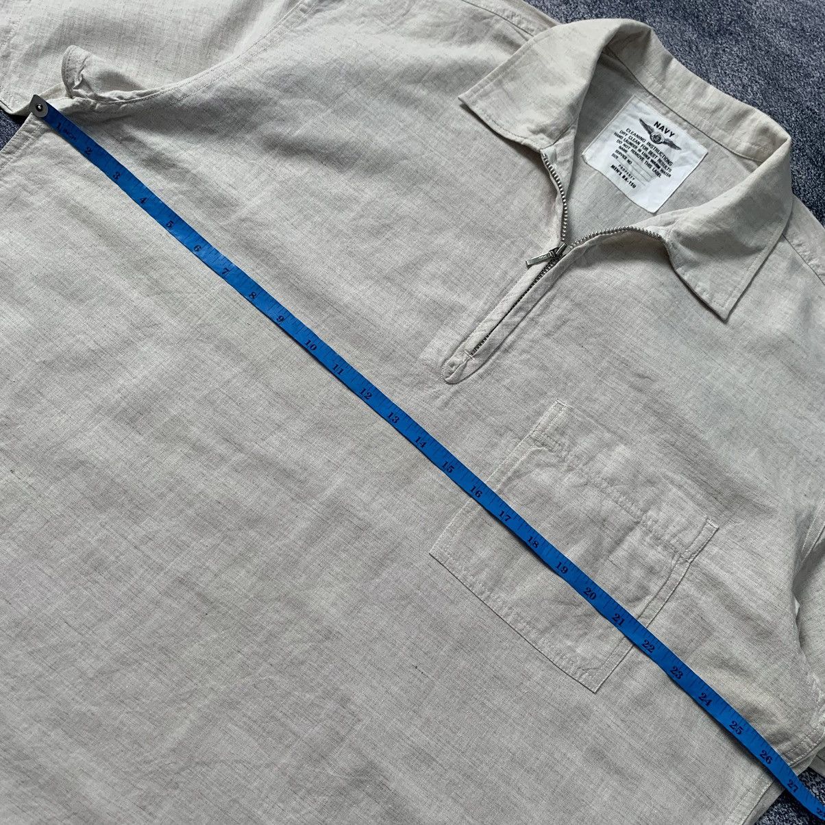 Japanese Brand × Vintage 🔥Vintage Navy Men's Ba-Tsu Halfzip Shirt Size US XL / EU 56 / 4 - 7 Thumbnail