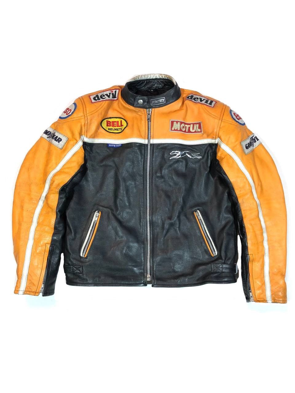 Hunter Moto Leather Jacket Vintage 90s Racing