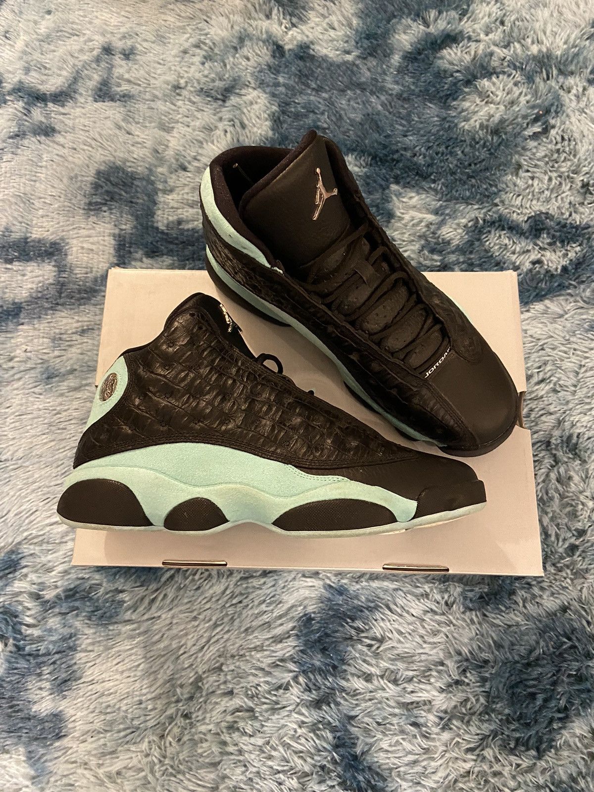 Air Jordan 13 Retro Black Island Green Sneaker Size 10