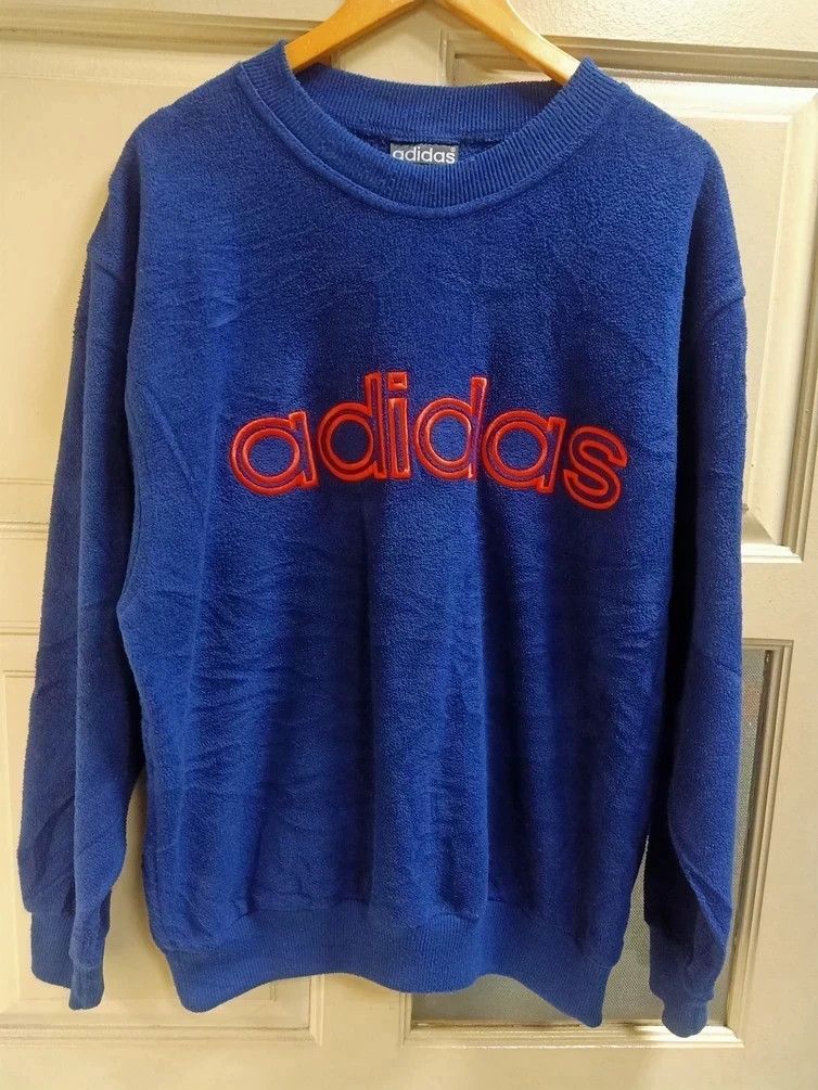 Adidas Vintage 90s sweatshirt adidas fleece spell out embroidery Size US L / EU 52-54 / 3 - 1 Thumbnail