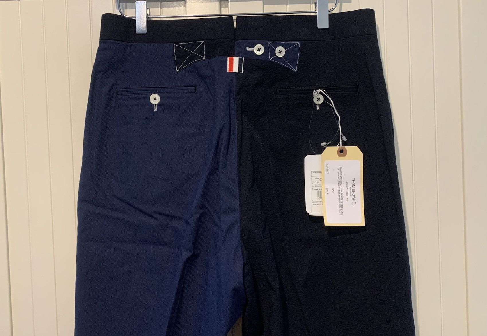 image of Thom Browne Ss'17 Pants Funmix Backstrap in Navy Blue, Men's (Size 34)