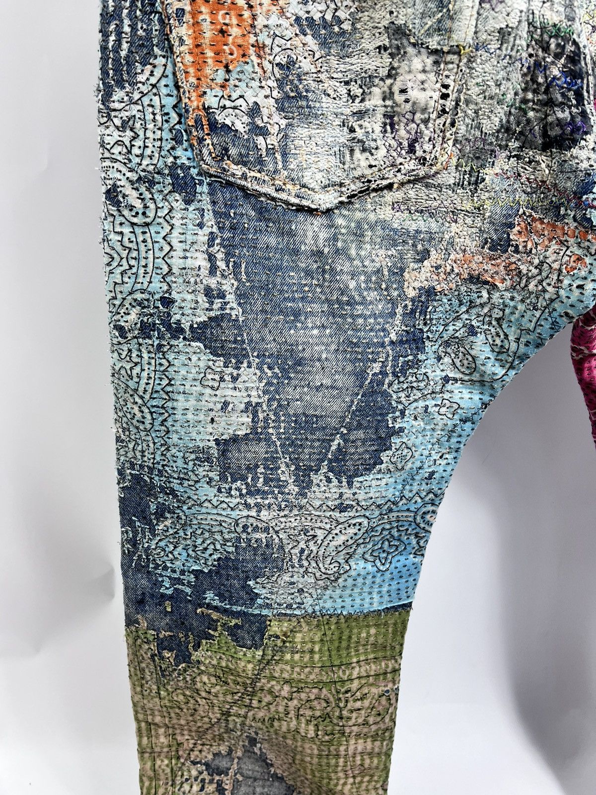 Proleta Re Art Japan Handmade by Prot #196 worn out material Jeans (RARE) Size US 34 / EU 50 - 16 Thumbnail