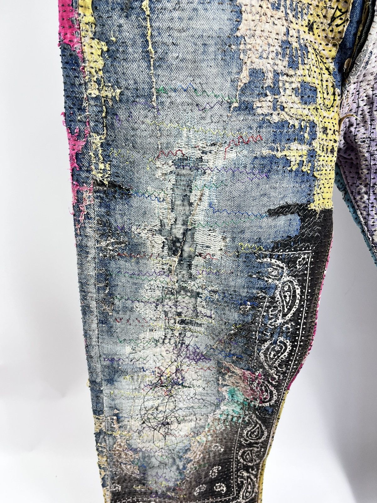 Proleta Re Art Japan Handmade by Prot #196 worn out material Jeans (RARE) Size US 34 / EU 50 - 6 Thumbnail