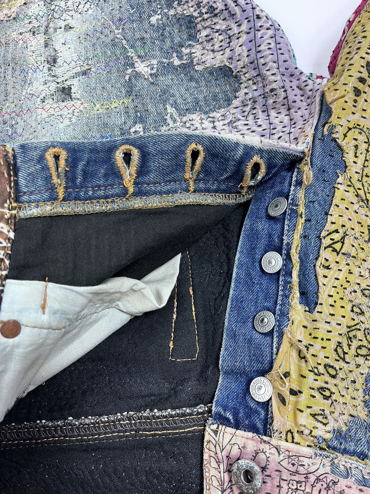 Proleta Re Art Japan Handmade by Prot #196 worn out material Jeans (RARE) Size US 34 / EU 50 - 17 Thumbnail