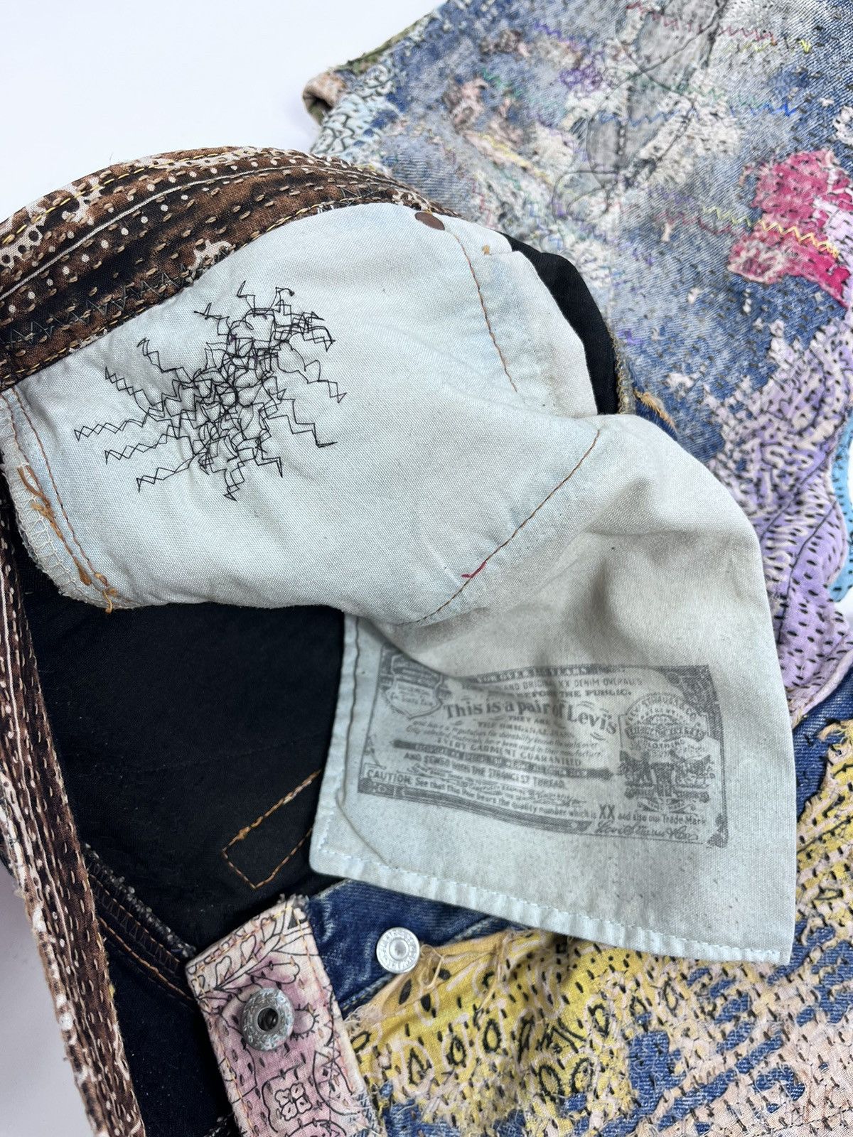 Proleta Re Art Japan Handmade by Prot #196 worn out material Jeans (RARE) Size US 34 / EU 50 - 18 Thumbnail