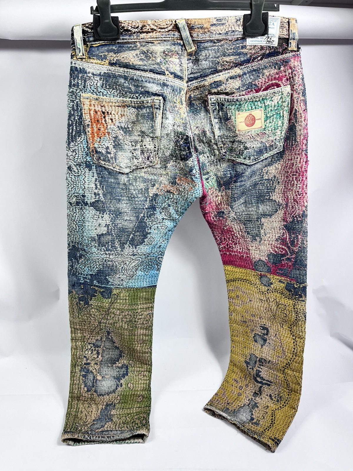 Proleta Re Art Japan Handmade by Prot #196 worn out material Jeans (RARE) Size US 34 / EU 50 - 2 Thumbnail
