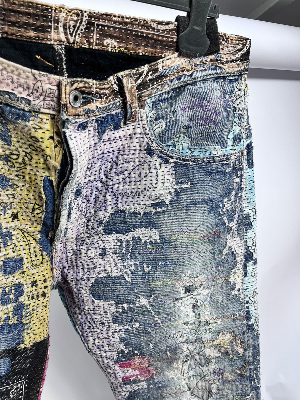 Proleta Re Art Japan Handmade by Prot #196 worn out material Jeans (RARE) Size US 34 / EU 50 - 8 Thumbnail