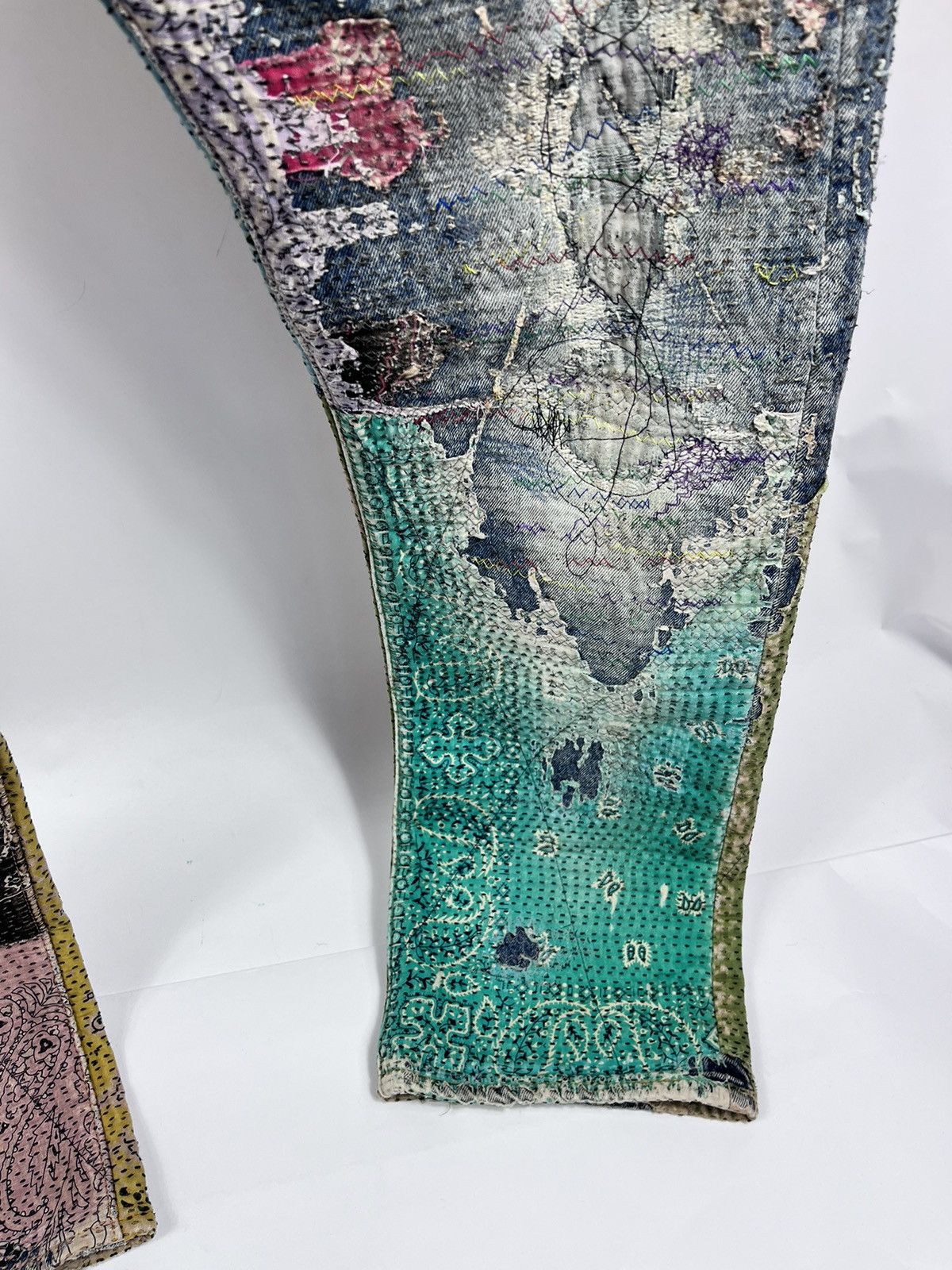 Proleta Re Art Japan Handmade by Prot #196 worn out material Jeans (RARE) Size US 34 / EU 50 - 4 Thumbnail