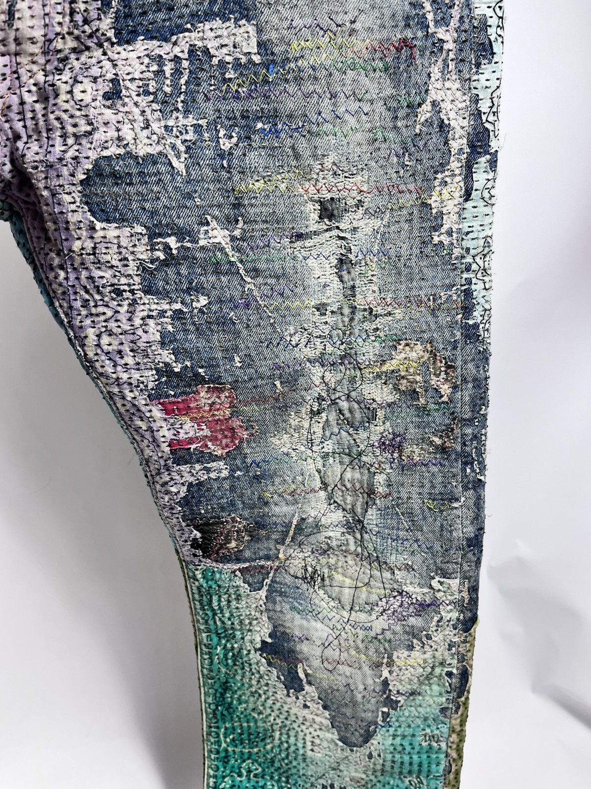 Proleta Re Art Japan Handmade by Prot #196 worn out material Jeans (RARE) Size US 34 / EU 50 - 5 Thumbnail