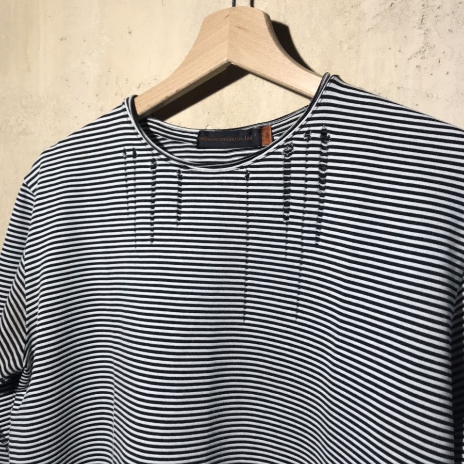 Undercover Undercover Distressed Striped 3/4 sleeve shirt Size US L / EU 52-54 / 3 - 2 Thumbnail
