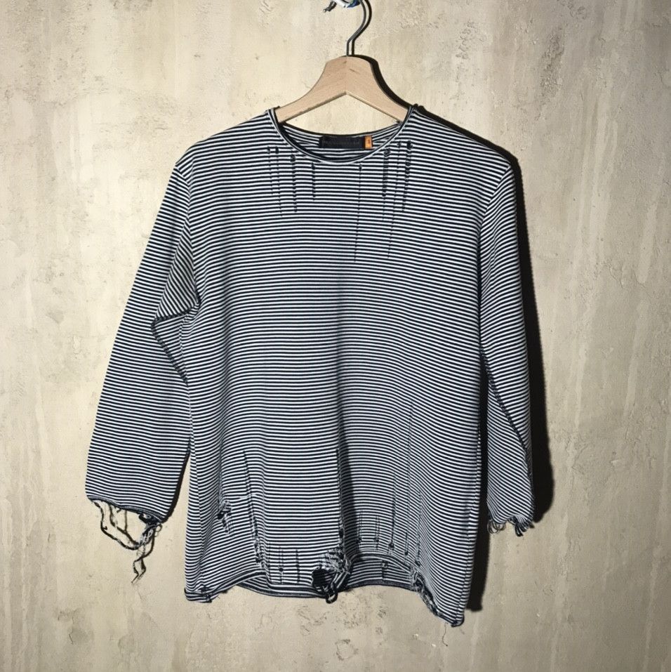 Undercover Undercover Distressed Striped 3/4 sleeve shirt Size US L / EU 52-54 / 3 - 1 Thumbnail