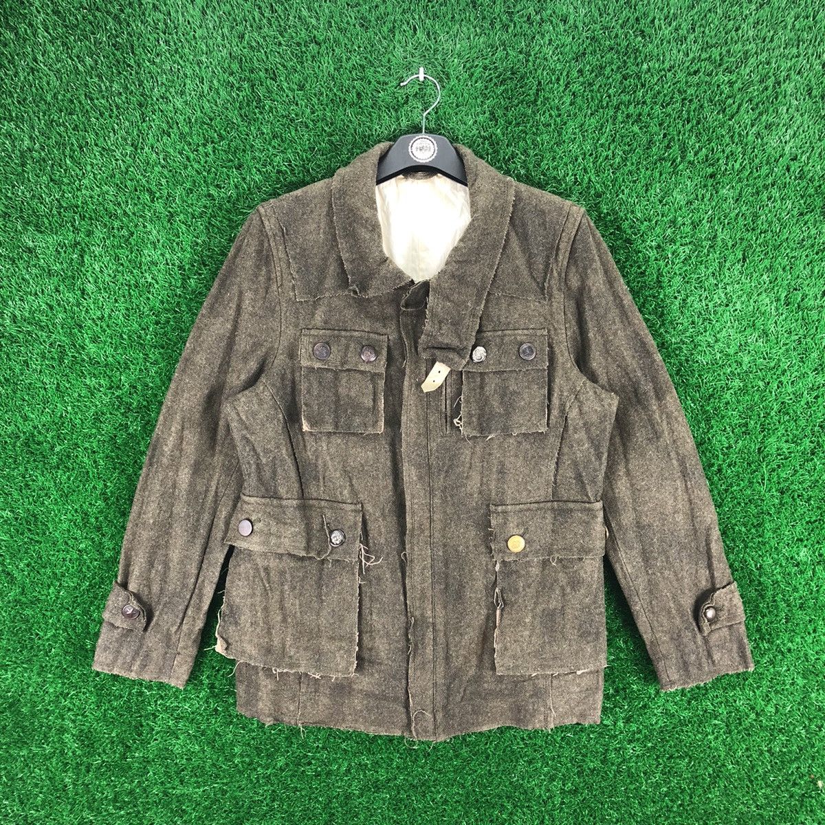 ABAHOUSE Vintage 90's Wool Thrashed Design Jacket Punk by Abahouse Size US S / EU 44-46 / 1 - 1 Thumbnail
