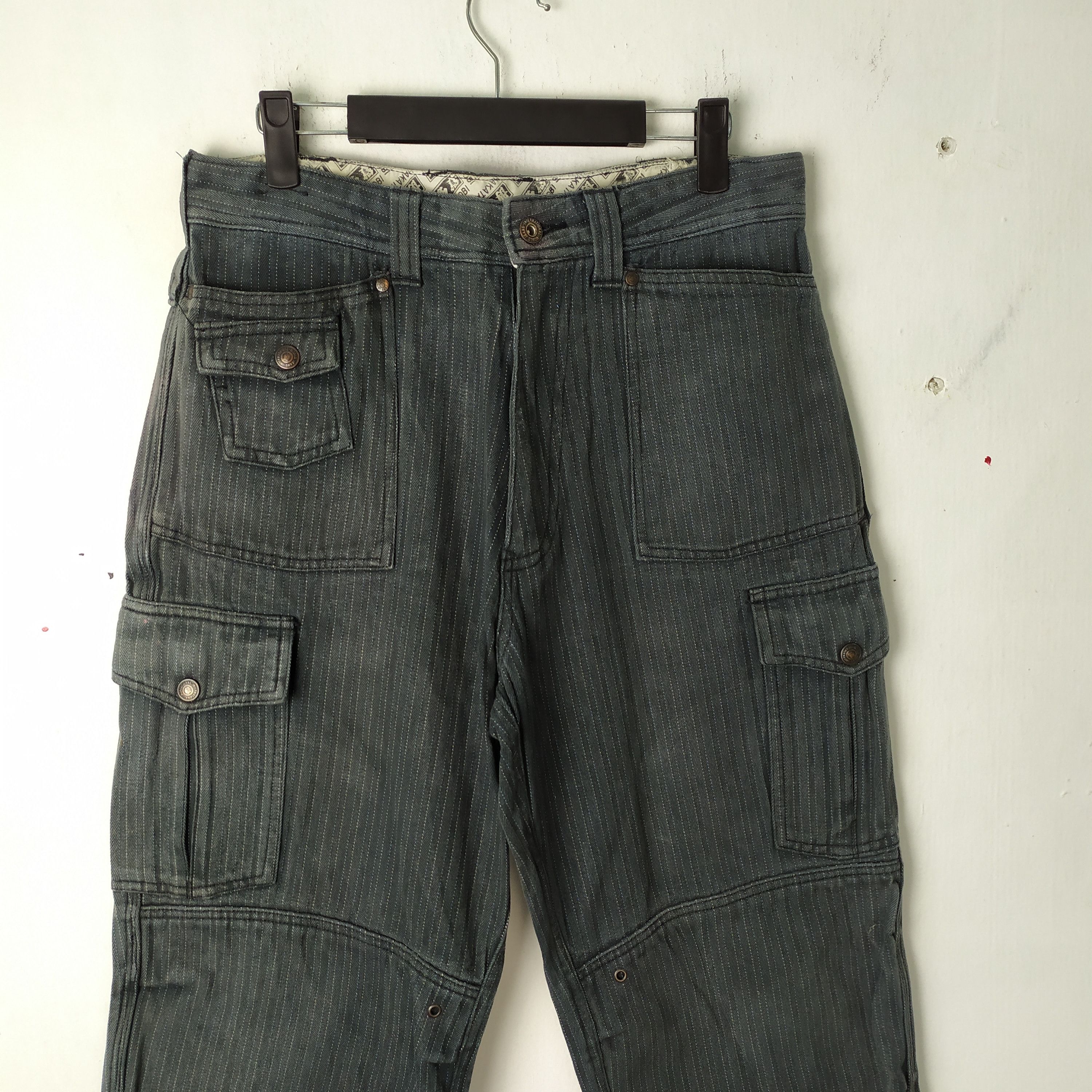 Japanese Brand HAKATA TOBI FADED CARGO PANTS Size US 30 / EU 46 - 2 Thumbnail