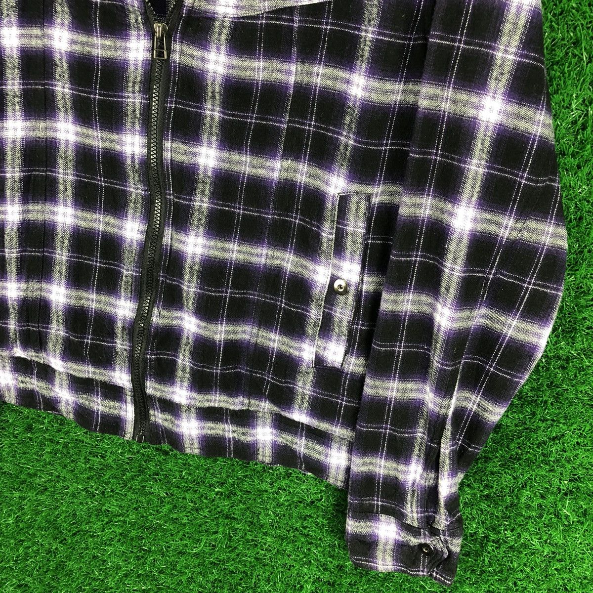 Japanese Brand Vintage 90's Shadow Plaid Zipper Jacket Checkered Size US M / EU 48-50 / 2 - 3 Thumbnail