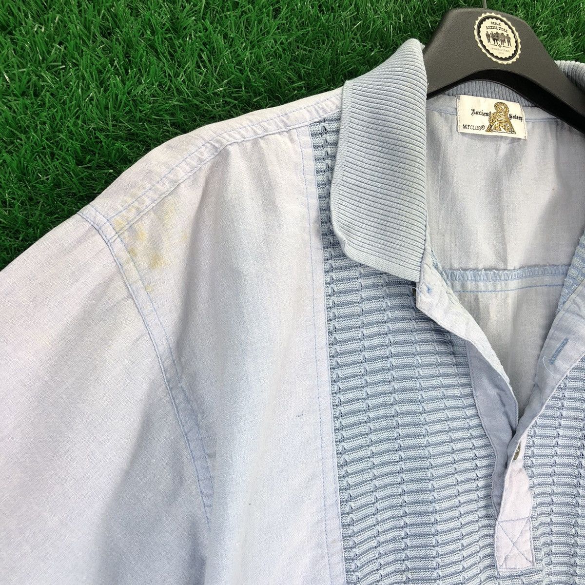 Japanese Brand Vintage 80's Polo Shirt Faded Blue by Ancieal Solory Size US M / EU 48-50 / 2 - 2 Thumbnail