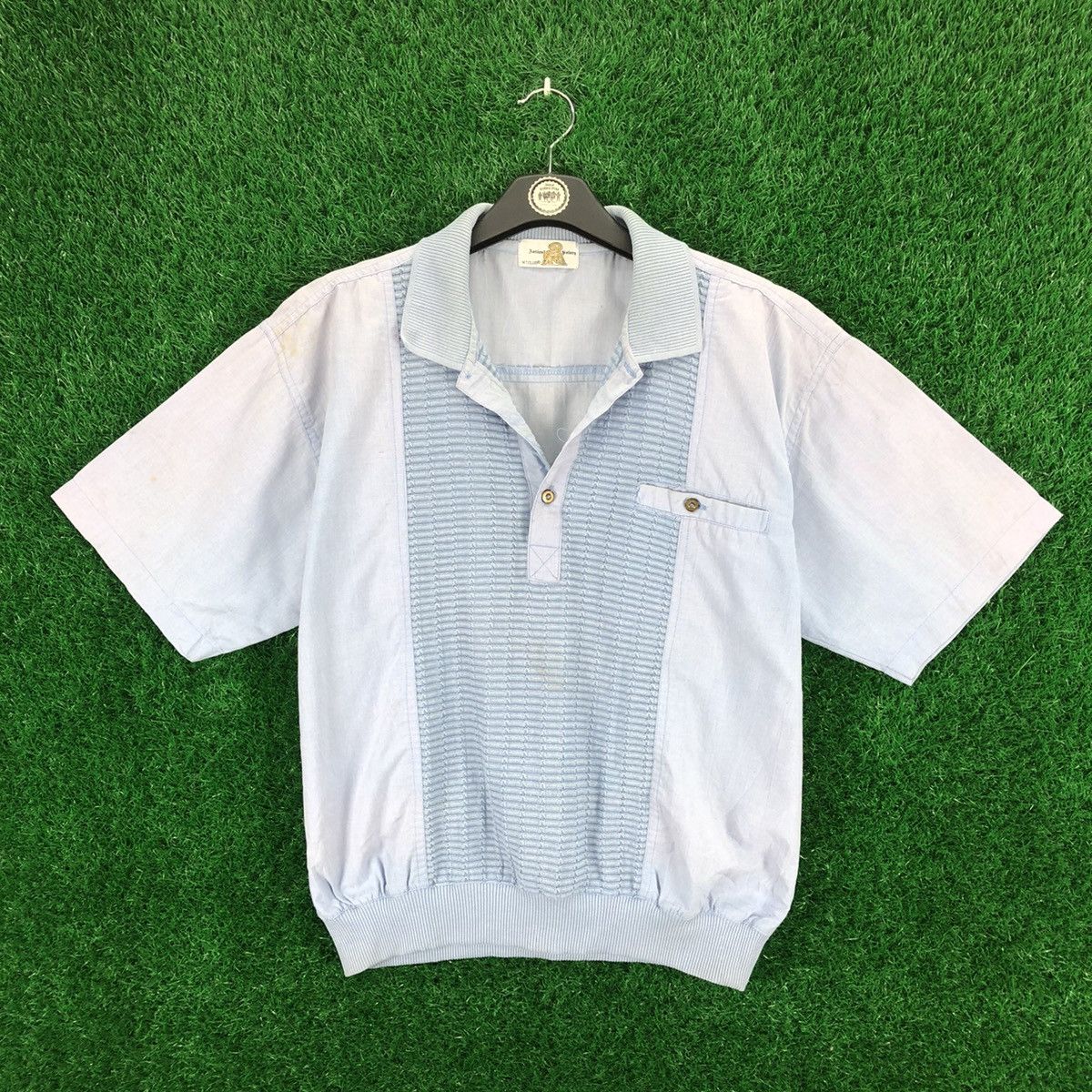 Japanese Brand Vintage 80's Polo Shirt Faded Blue by Ancieal Solory Size US M / EU 48-50 / 2 - 1 Thumbnail