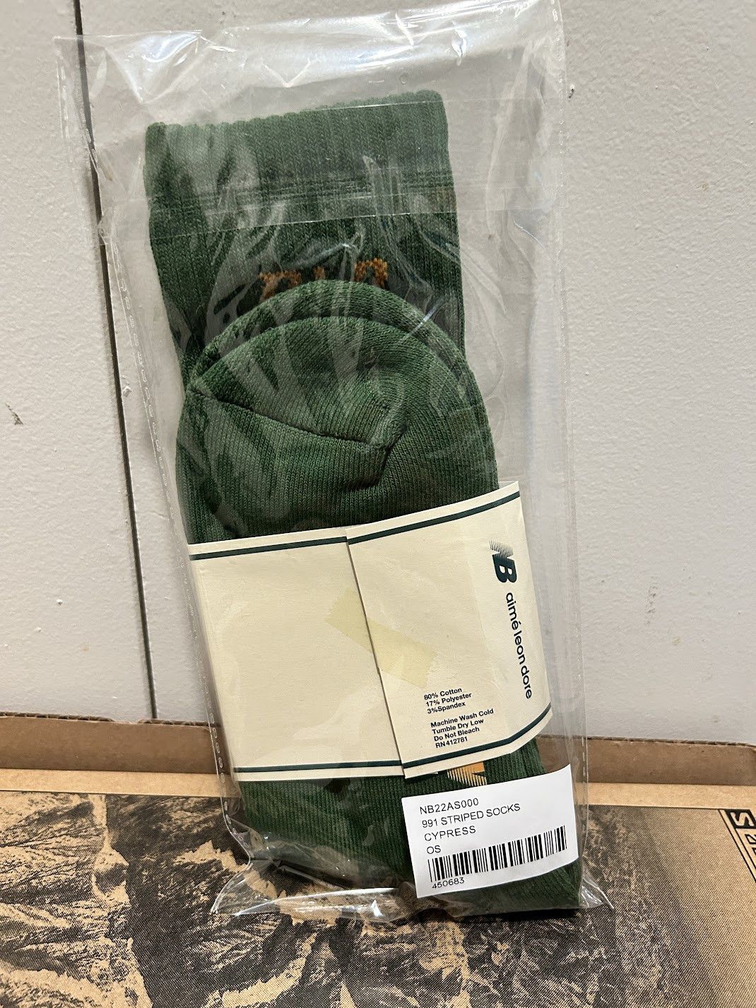 aime leon dore new balance 991 striped socks cypress