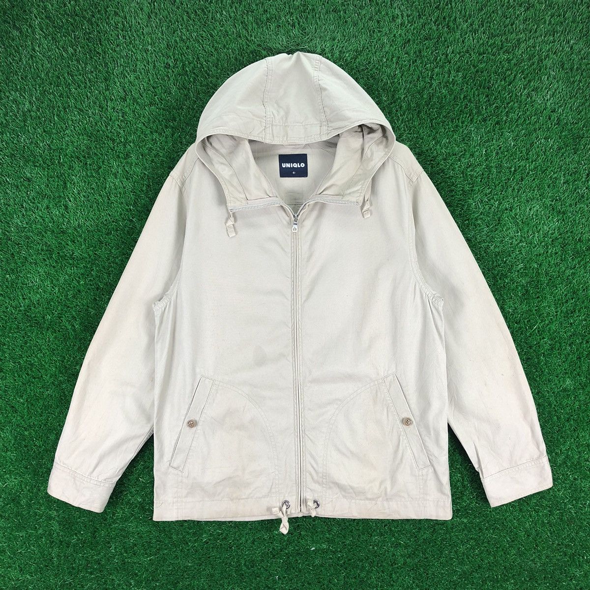 Uniqlo Vintage 90's Uniqlo Windbreaker Zipper Hoodie Twill Cotton Size US M / EU 48-50 / 2 - 1 Thumbnail