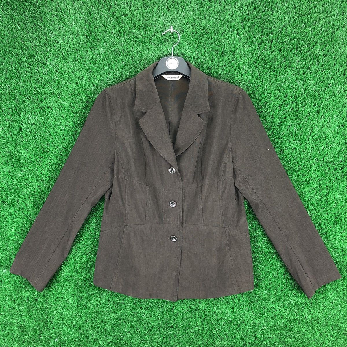 image of Vintage 80's Monegal Women Jacket Transparent Fabric in Brown (Size XS)