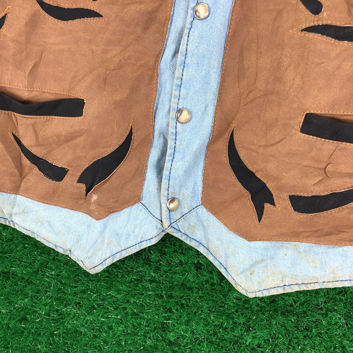 Cowboy Equipment Vintage 90's Vest Denim Leather Western Style By Rivergold Size US M / EU 48-50 / 2 - 9 Thumbnail
