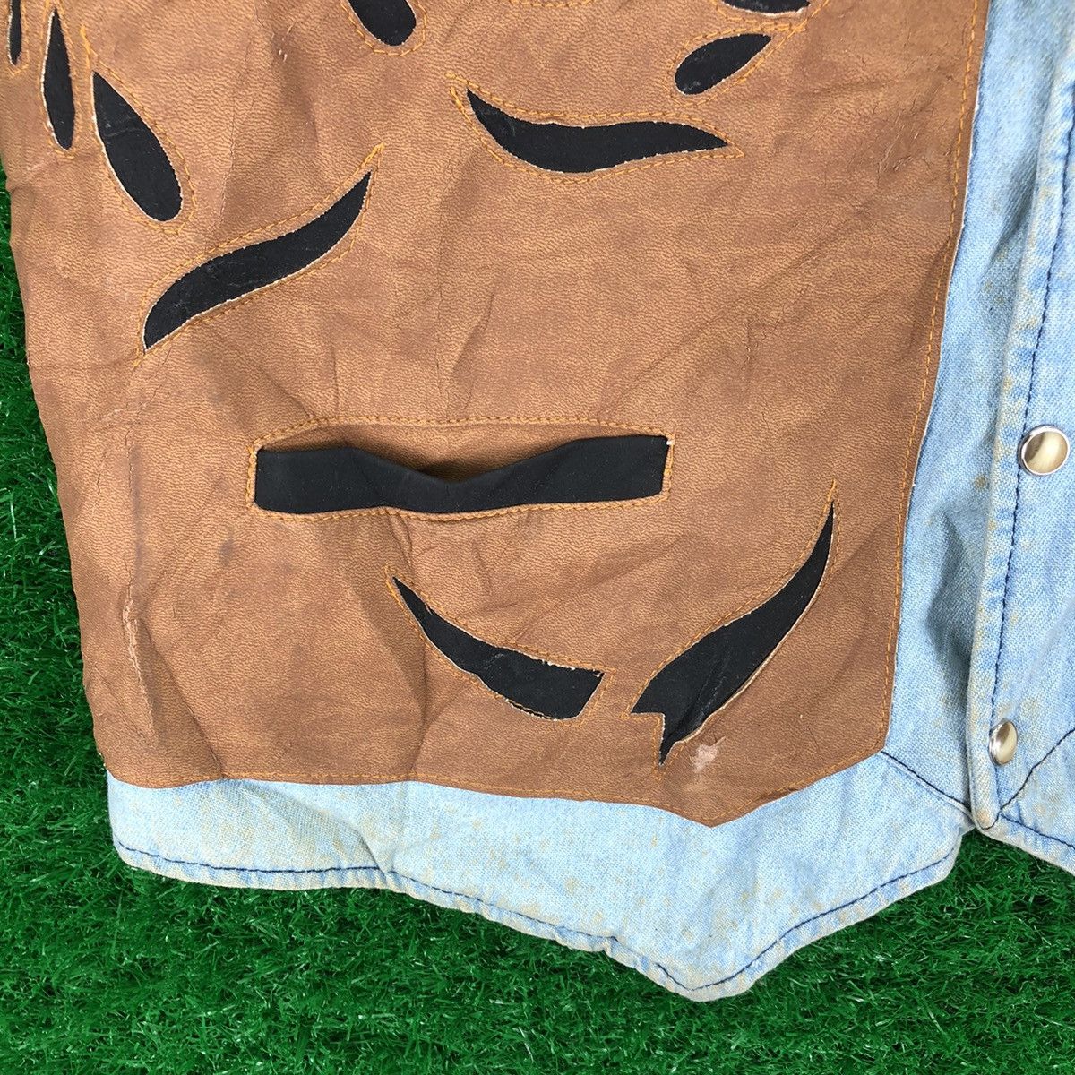 Cowboy Equipment Vintage 90's Vest Denim Leather Western Style By Rivergold Size US M / EU 48-50 / 2 - 11 Thumbnail