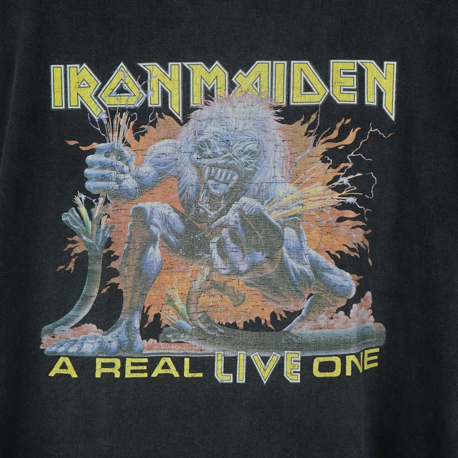 Band Tees × Vintage 1993 Iron Maiden t-shirt A real live one album Size US XL / EU 56 / 4 - 2 Thumbnail