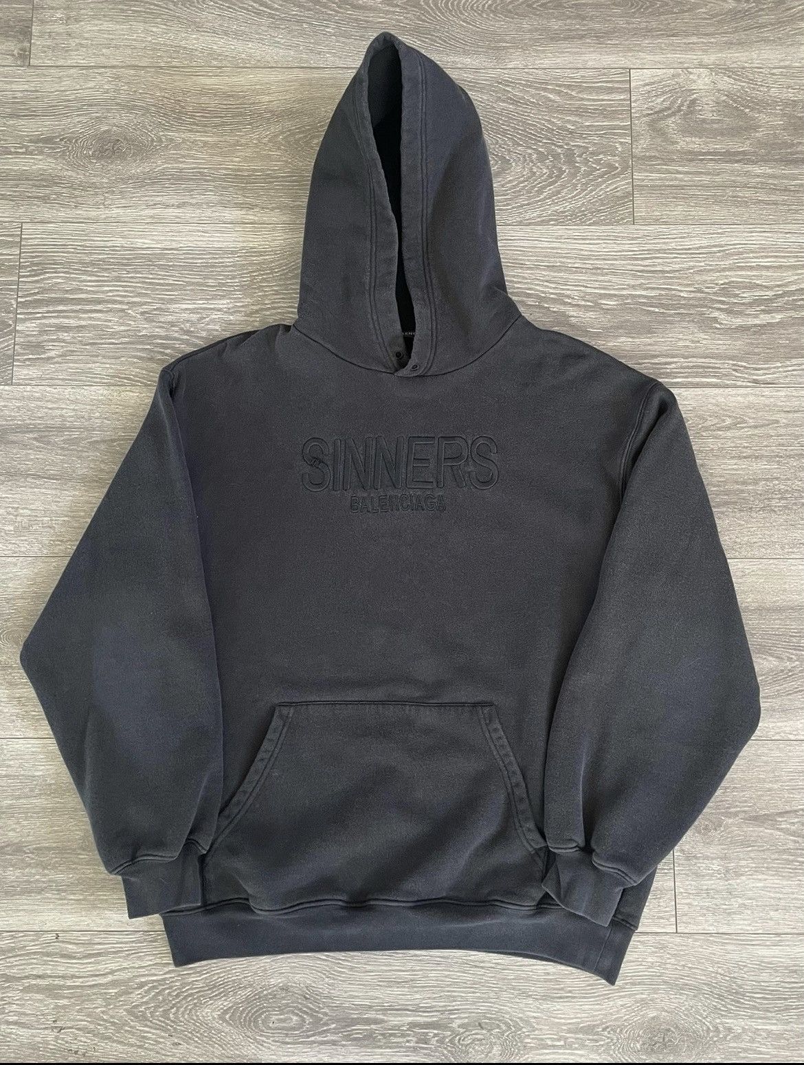 image of Balenciaga Sinners Hoodie in Charcoal, Men's (Size Small)