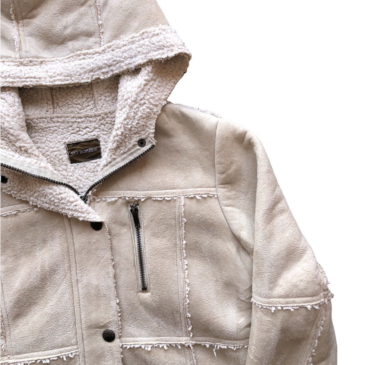 Moleskine Vintage 90's Moleskin Sherpa Jacket Hoodie by Sky Bomber Size US S / EU 44-46 / 1 - 3 Thumbnail