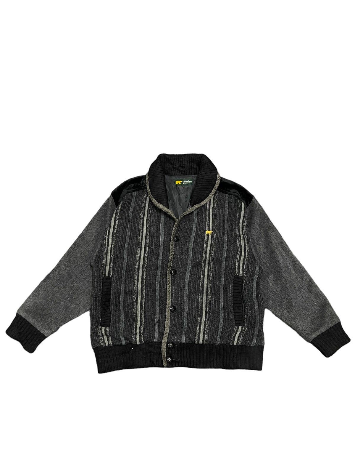 image of Archival Clothing x Golden Bear Vintage Golden Bear Knitted Style Jacket in Black (Size Medium)