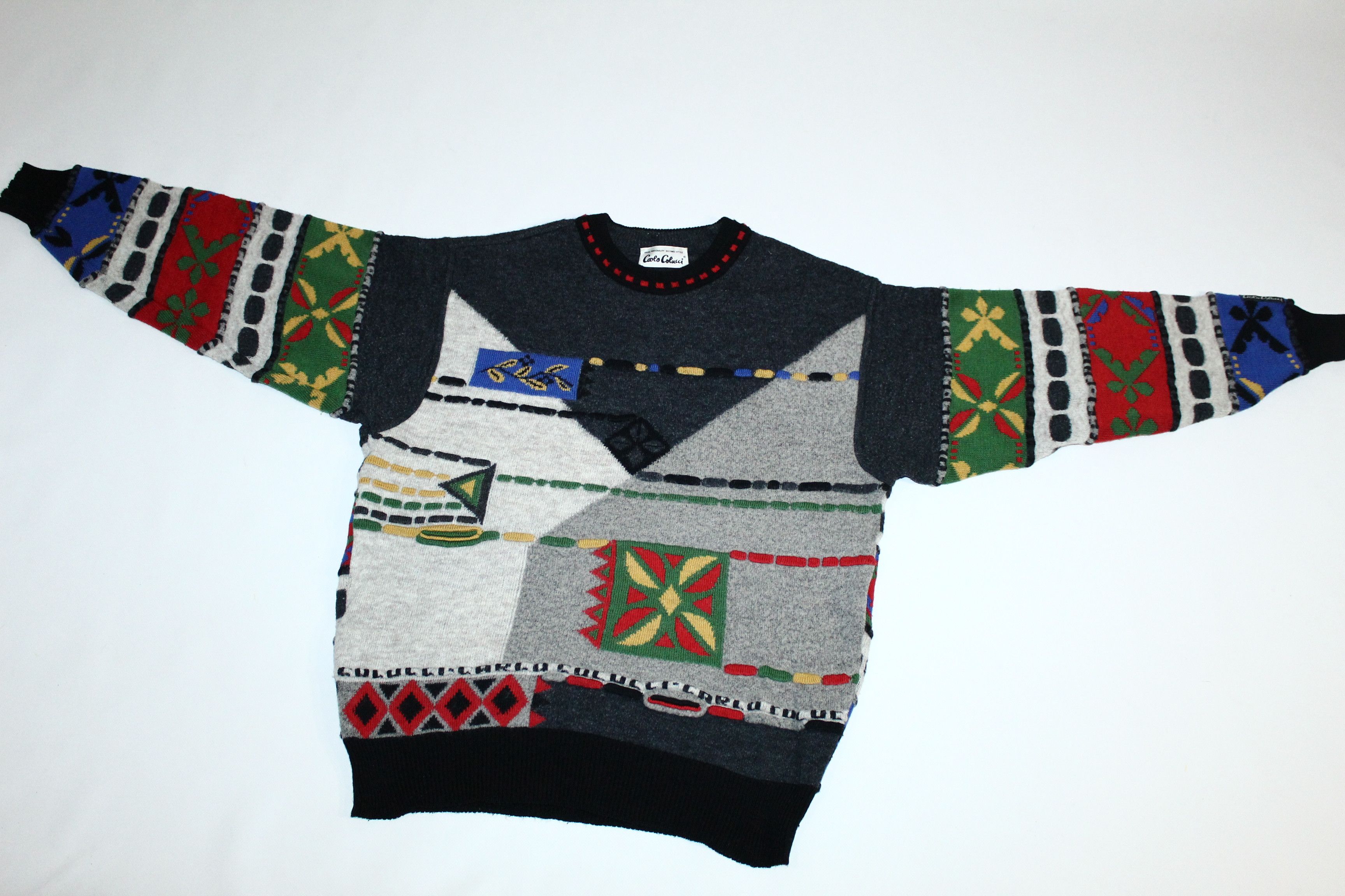Carlo Colucci 🔥 VTG Carlo Colucci Wool Mix Knit Cosby Sweater Size US M / EU 48-50 / 2 - 2 Thumbnail