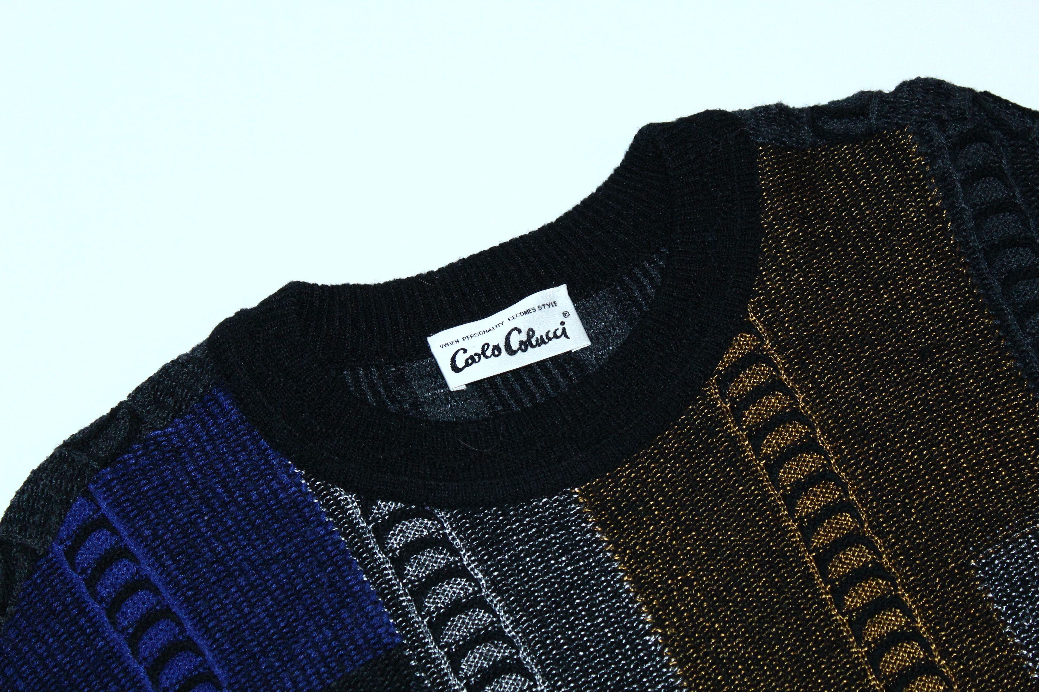 Carlo Colucci 🔥 VTG 🔥 Carlo Colucci Colorblock Chunky Knit Blend Sweater Size US L / EU 52-54 / 3 - 6 Thumbnail