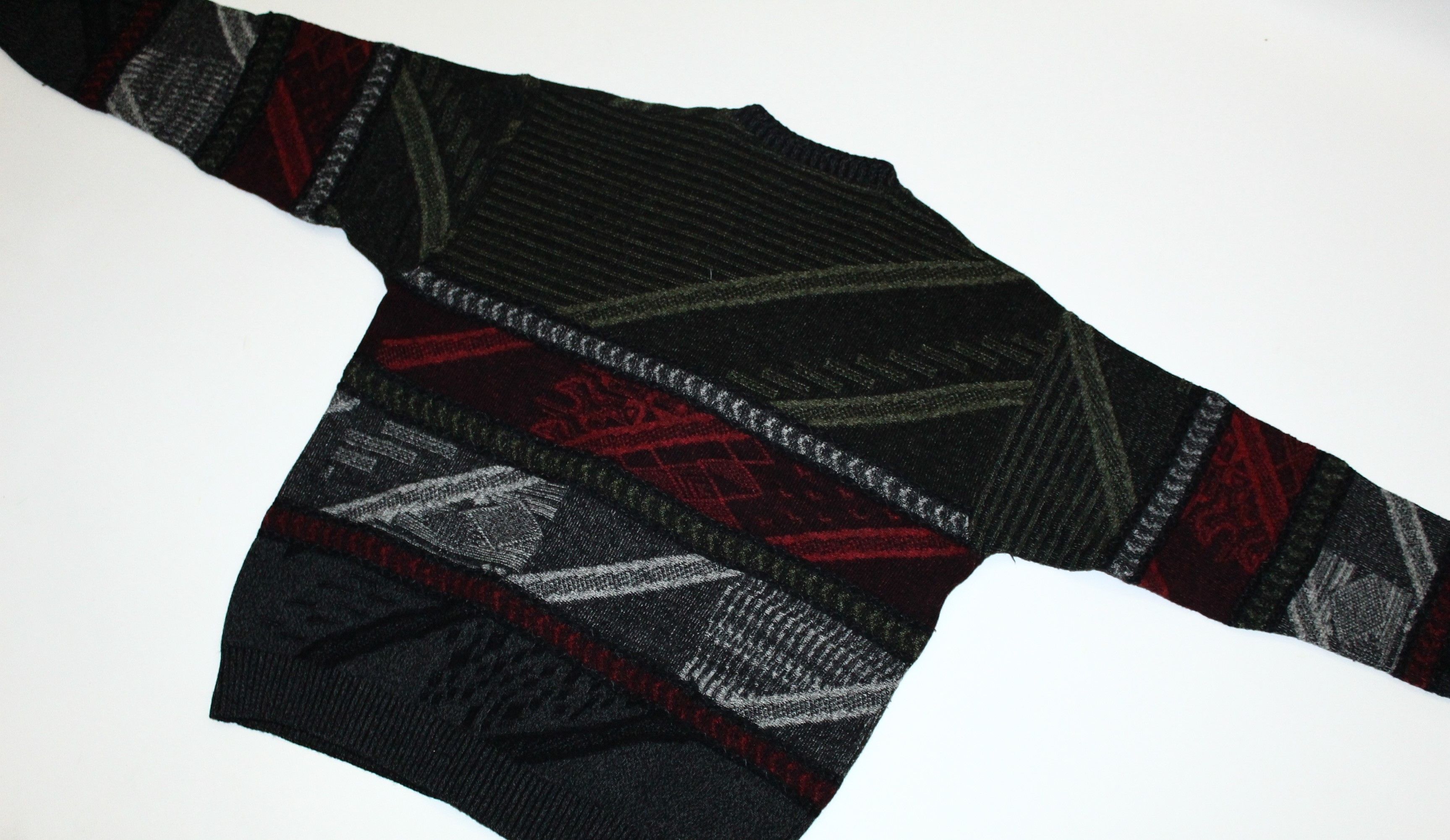 Vintage 70s Maselli Design Abstract Knit Oversize Blend Cardigan Size US XXL / EU 58 / 5 - 7 Thumbnail