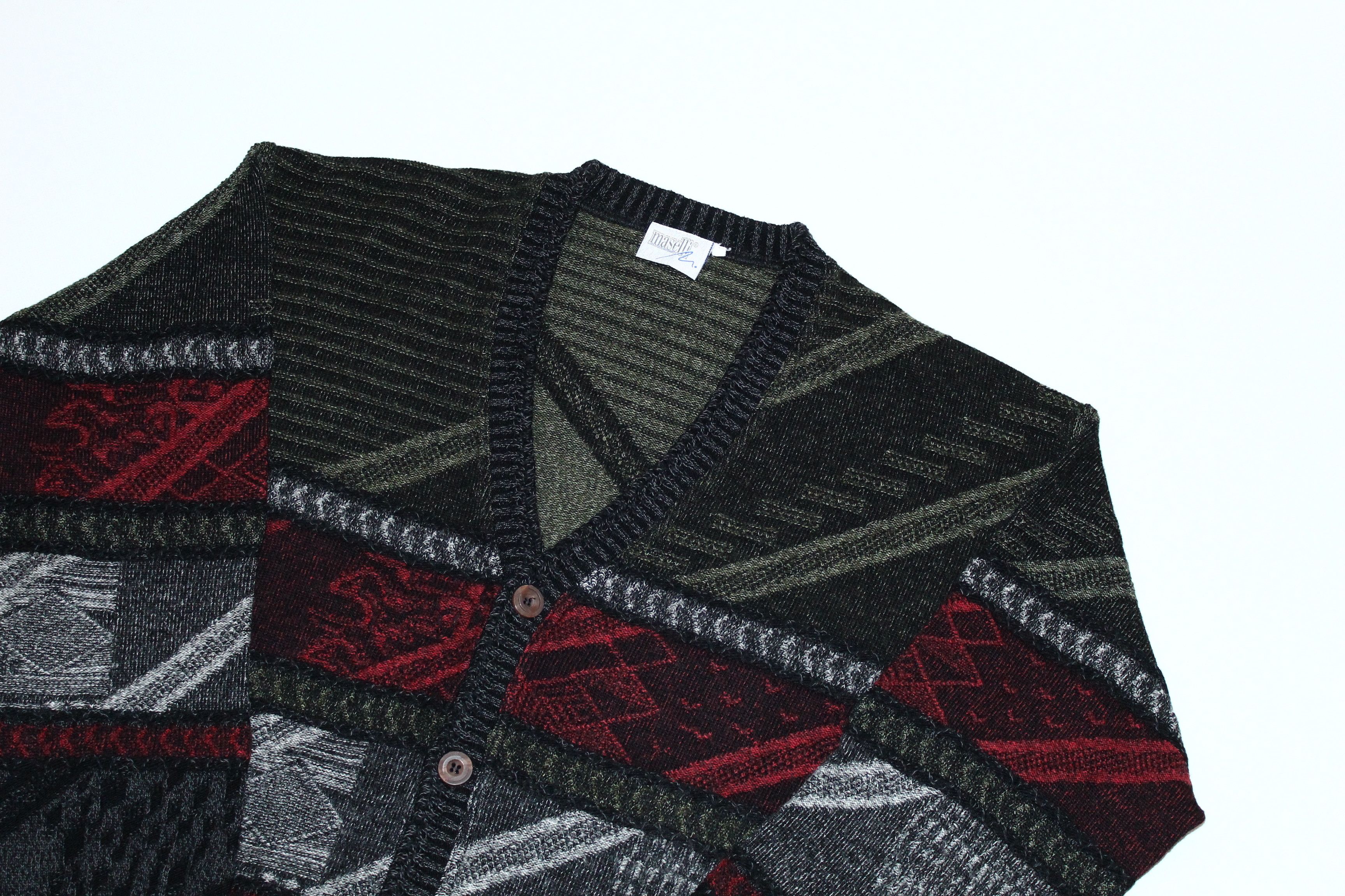 Vintage 70s Maselli Design Abstract Knit Oversize Blend Cardigan Size US XXL / EU 58 / 5 - 3 Thumbnail