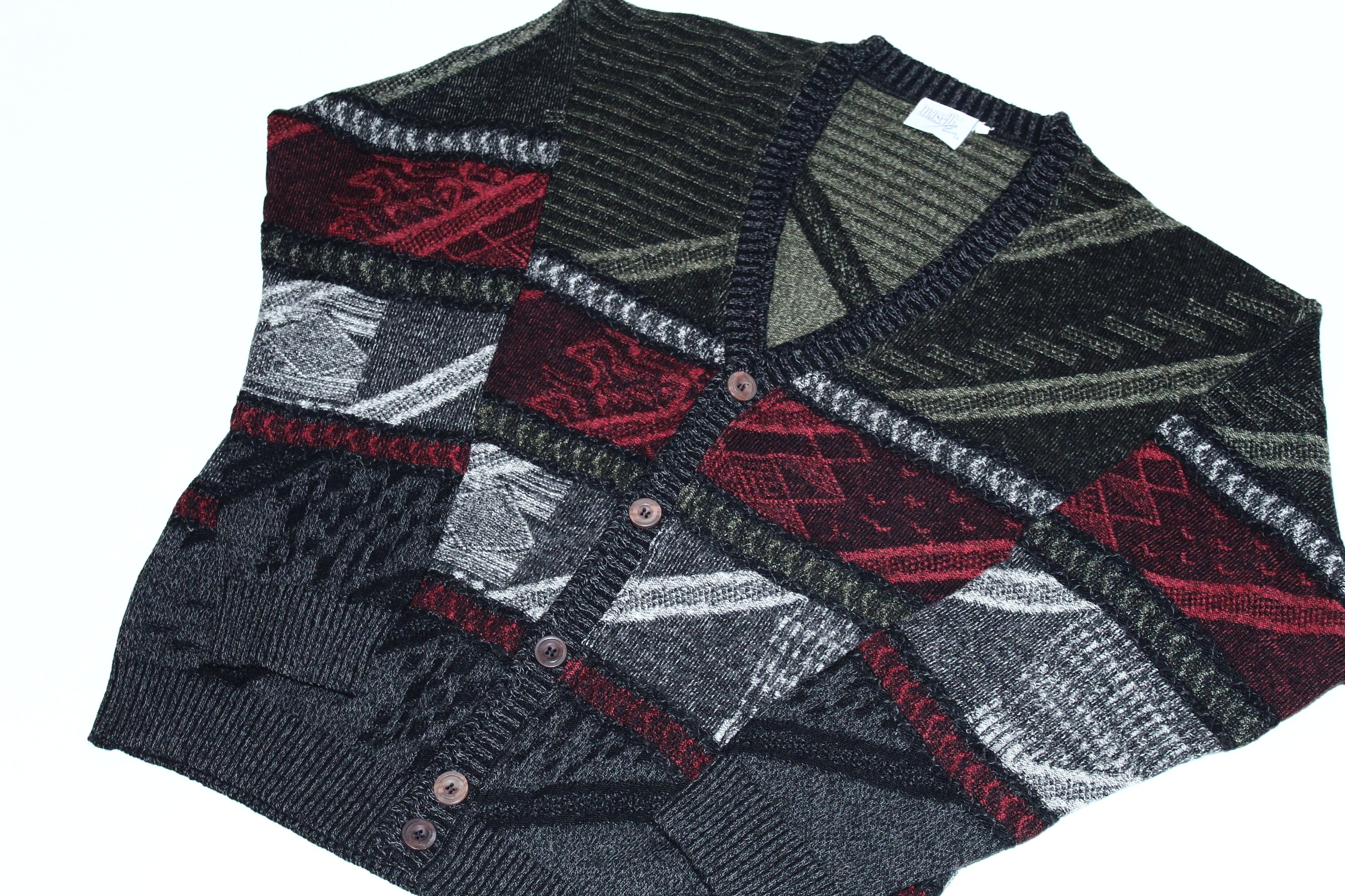Vintage 70s Maselli Design Abstract Knit Oversize Blend Cardigan Size US XXL / EU 58 / 5 - 4 Thumbnail