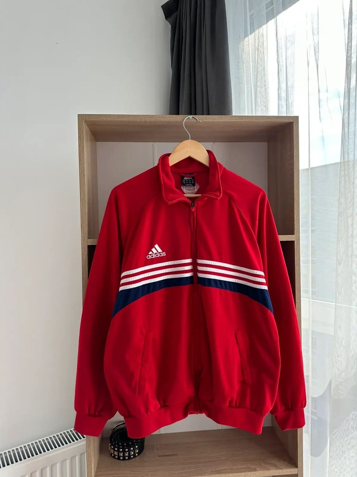 Vintage Adidas Full Zip Hoodie Red