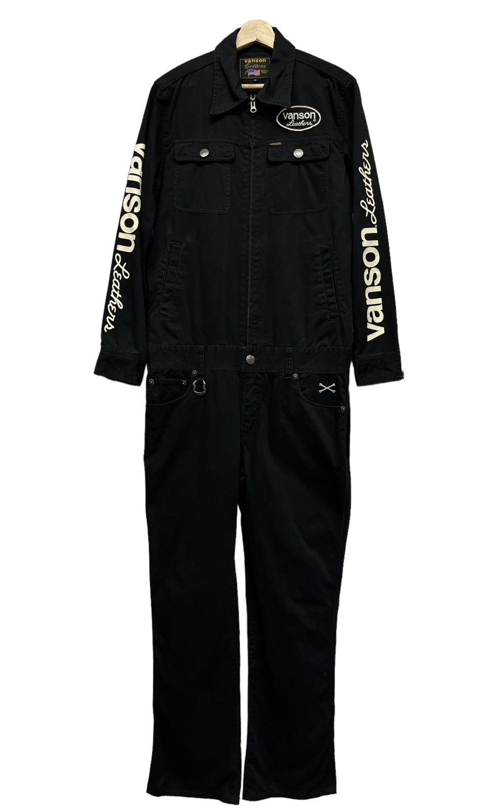 Vanson Leathers × Vintage 🔥☠️Vtg VANSON LEATHERS Crossbone Skull Cotton Slim Coverall Size US 30 / EU 46 - 10 Thumbnail