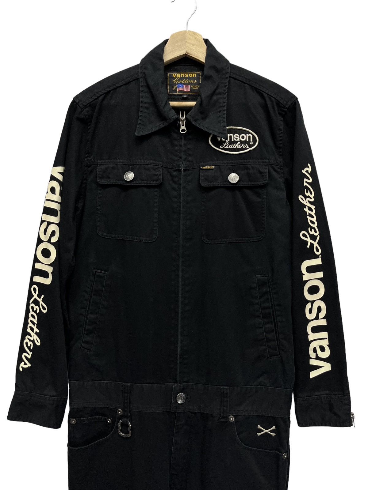 Vanson Leathers × Vintage 🔥☠️Vtg VANSON LEATHERS Crossbone Skull Cotton Slim Coverall Size US 30 / EU 46 - 8 Thumbnail