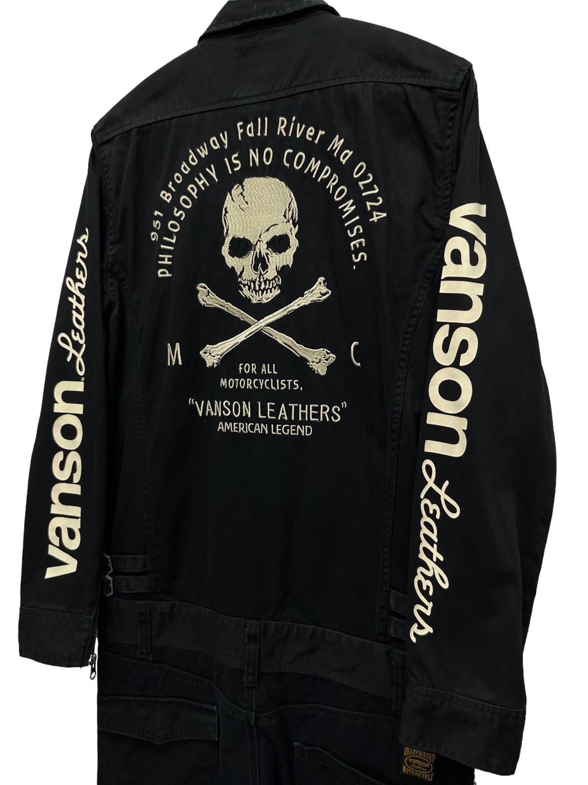 Vanson Leathers × Vintage 🔥☠️Vtg VANSON LEATHERS Crossbone Skull Cotton Slim Coverall Size US 30 / EU 46 - 2 Thumbnail