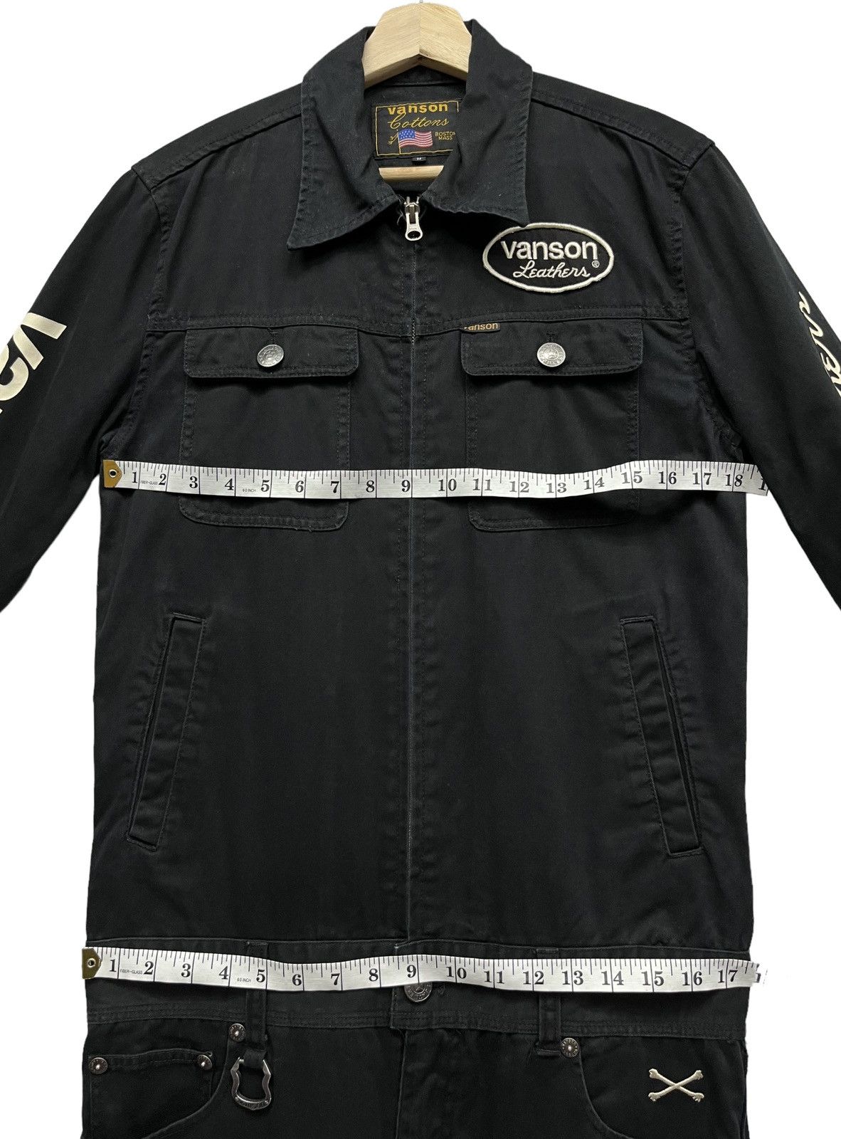 Vanson Leathers × Vintage 🔥☠️Vtg VANSON LEATHERS Crossbone Skull Cotton Slim Coverall Size US 30 / EU 46 - 19 Thumbnail