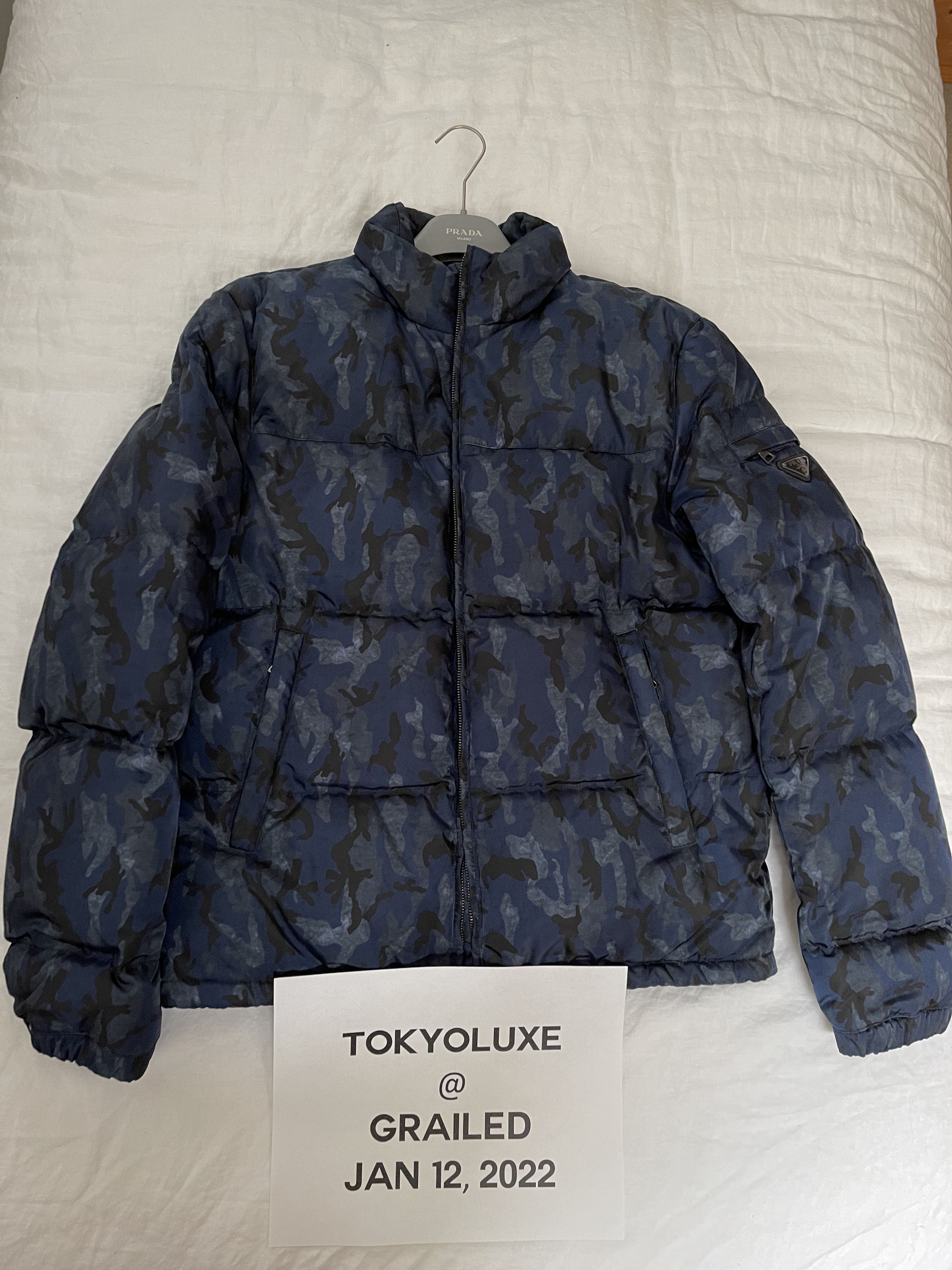 Prada Prada Mens Down Jacket Puffer Blue Camouflage 48 Art.SGE091 