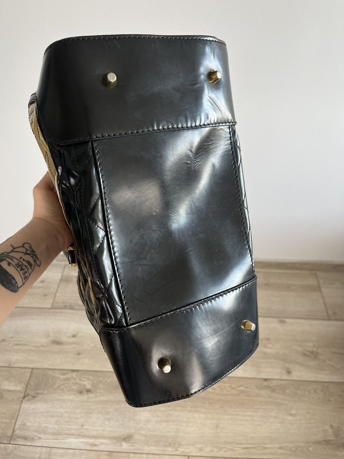 Burberry Prorsum Black Gold Leather